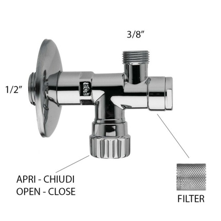 2pz Eckventil mit mikroperforiertem Edelstahlfilter