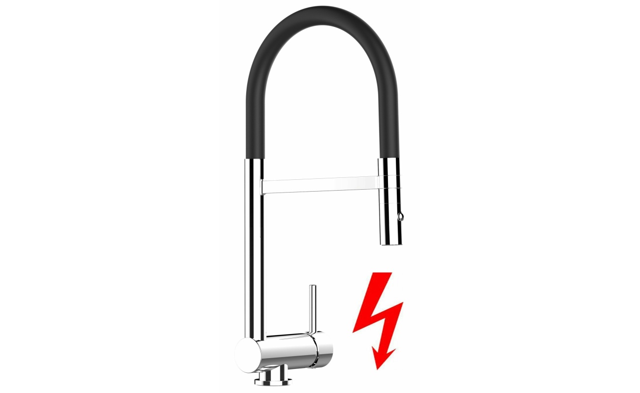 NIEDERDRUCK Unterfenster Küchenarmatur mit abschwenkbarer Auslauf, abnehmbarer 2 strahl Handbrause - Gesamthöhe abgeschwenkt 6cm