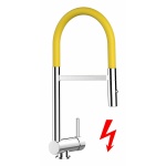 NIEDERDRUCK Unterfenster Küchenarmatur mit abschwenkbarer Auslauf, abnehmbarer 2 strahl Handbrause - Gesamthöhe abgeschwenkt 6cm