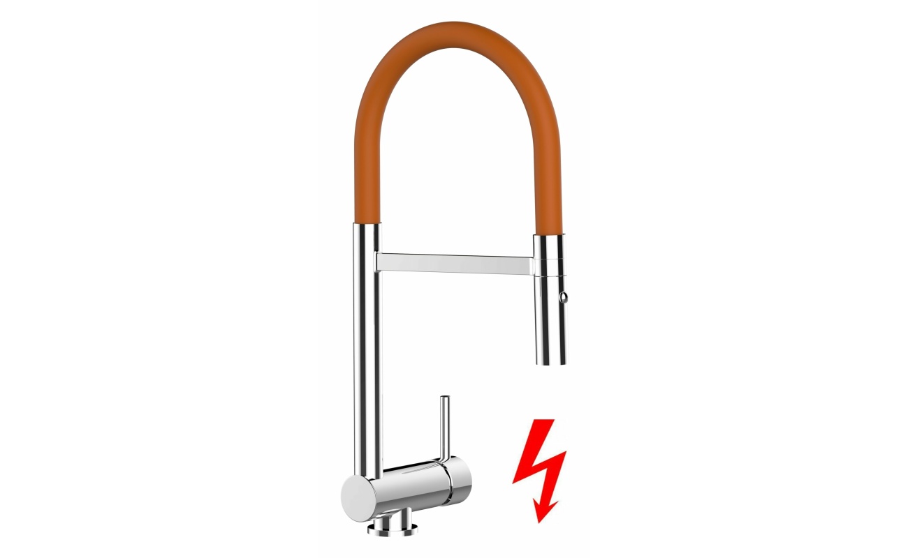 NIEDERDRUCK Unterfenster Küchenarmatur mit abschwenkbarer Auslauf, abnehmbarer 2 strahl Handbrause - Gesamthöhe abgeschwenkt 6cm