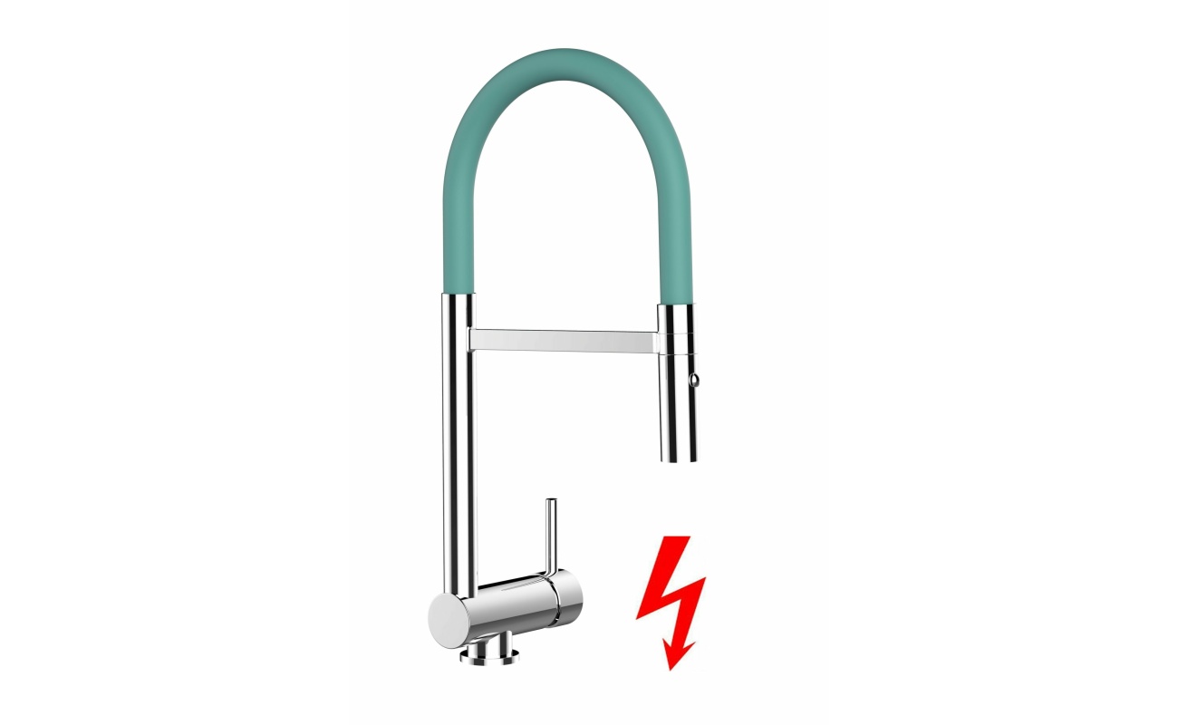 NIEDERDRUCK Unterfenster Küchenarmatur mit abschwenkbarer Auslauf, abnehmbarer 2 strahl Handbrause - Gesamthöhe abgeschwenkt 6cm