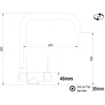 Unterfenster Küchenarmatur mit abschwenkbarer Auslauf - Gesamthöhe abgeschwenkt 4,5 cm - Auslauf drehbar 360°