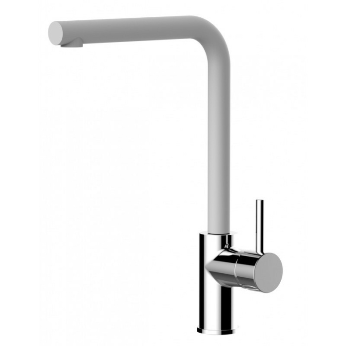 Design Küchenarmatur Chrom Wasserhahn mit Granit Weiß 360° schwenkbarer Auslauf