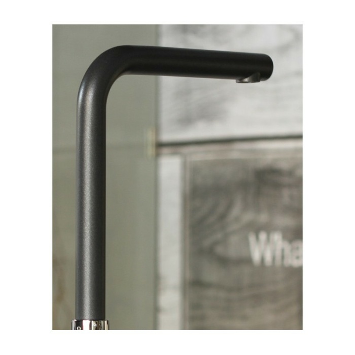 Design Küchenarmatur Chrom Wasserhahn mit Granit Schwarz 360° schwenkbarer Auslauf