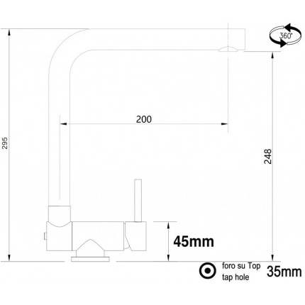Unterfenster Küchenarmatur mit abschwenkbarer Quartz Schwarz Auslauf - Gesamthöhe abgeschwenkt 4,5 cm - Auslauf drehbar 360°