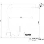 Unterfenster Küchenarmatur mit abschwenkbarer Quartz Grau Auslauf - Gesamthöhe abgeschwenkt 4,5 cm - Auslauf drehbar 360°