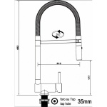 Unterfenster Küchenarmatur mit abschwenkbarer Auslauf und abnehmbarer 2 strahl Handbrause - Gesamthöhe abgeschwenkt 6cm