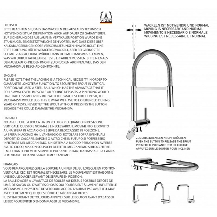 Unterfenster Küchenarmatur mit abschwenkbarer Auslauf und abnehmbarer 2 strahl Handbrause - Gesamthöhe abgeschwenkt 6cm