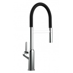 Design Küchenarmatur Chrom Wasserhahn mit 360° schwenkbarer Auslauf und 2 strahl Handbrause - Brauseschlauch in Schwarz