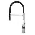 Design Küchenarmatur Chrom Wasserhahn mit 360° schwenkbarer Auslauf und 2 strahl Handbrause - Brauseschlauch in Schwarz