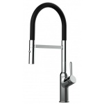 Design Küchenarmatur Chrom Wasserhahn mit 360° schwenkbarer Auslauf und 2 strahl Handbrause - Brauseschlauch in Schwarz