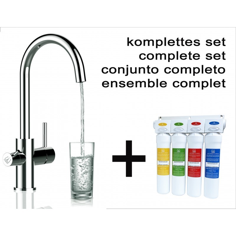 Küchenarmatur Wasserhahn + Wasserfilter Chrom Viziotechnik 3-wege - Vollständiges system KIT