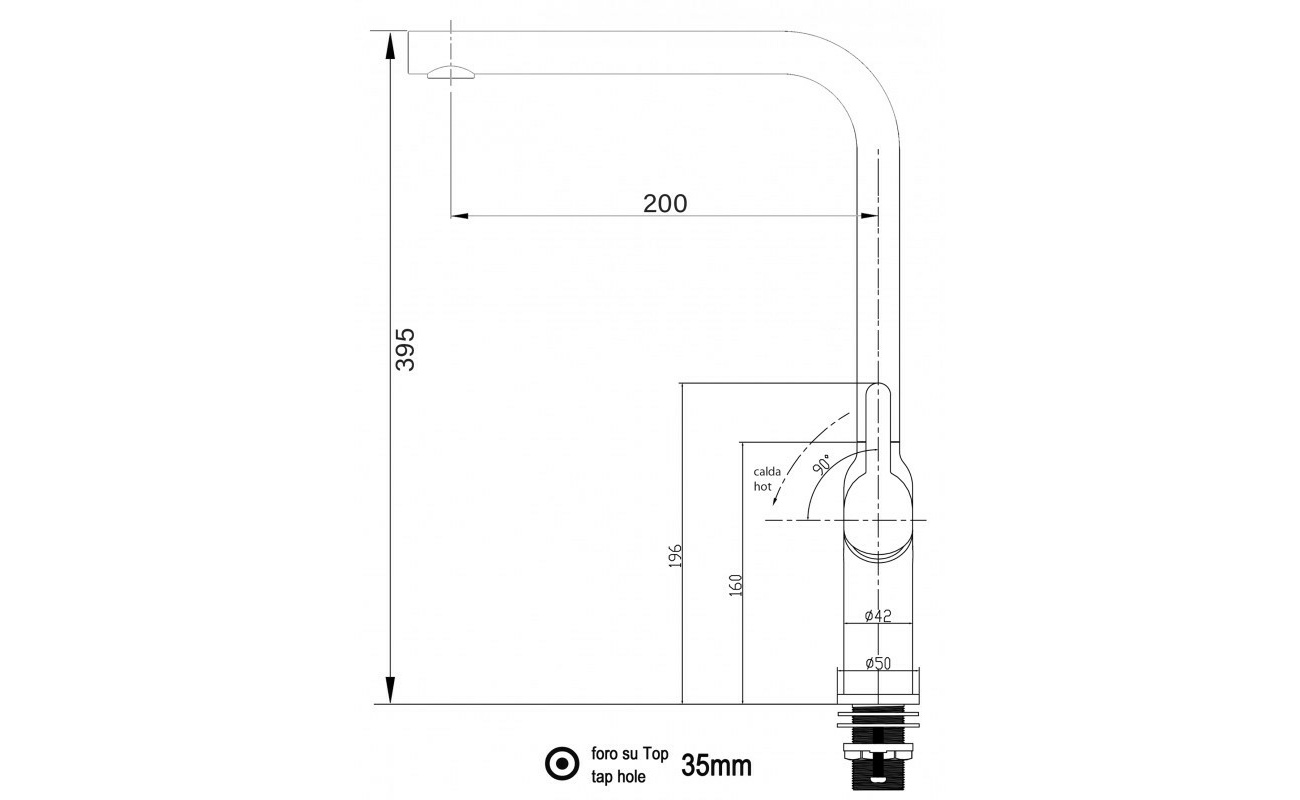 Design Küchenarmatur Chrom Wasserhahn mit 360° schwenkbarer Auslauf - Quartz Schwarz