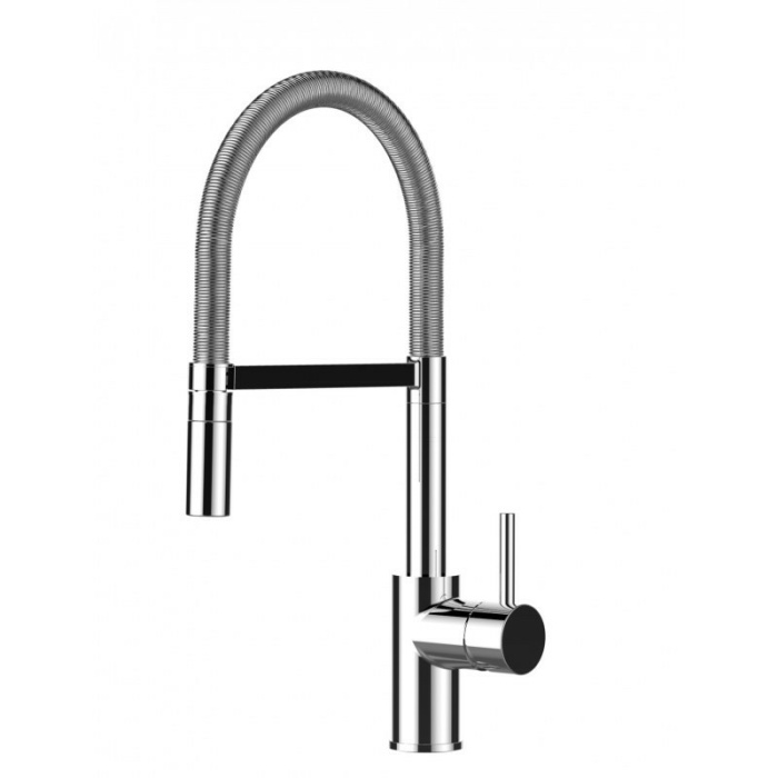 Low-Version 43 cm - Küchenarmatur chrom Wasserhahn mit schwenkbarer Auslauf und abnehmbarer 2 strahl Handbrause