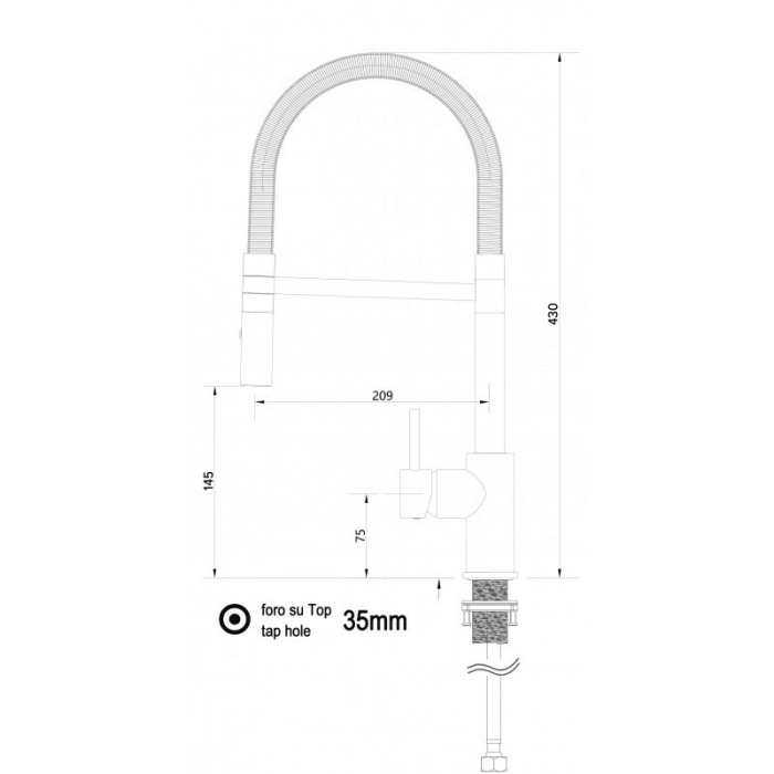 Low-Version 43 cm - Küchenarmatur chrom Wasserhahn mit schwenkbarer Auslauf und abnehmbarer 2 strahl Handbrause