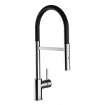 Low-Version 43 cm - Küchenarmatur chrom Wasserhahn mit schwarz schwenkbarer Auslauf und abnehmbarer 2 strahl Handbrause