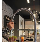 Low-Version 43,7 cm - Quadratischer Design Küchenarmatur chrom Wasserhahn mit 360° schwenkbarer Auslauf und 2 strahl Handbrause