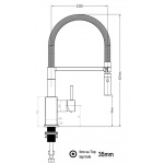 Low-Version 43,7 cm - Quadratischer Design Küchenarmatur chrom Wasserhahn mit 360° schwenkbarer Auslauf und 2 strahl Handbrause