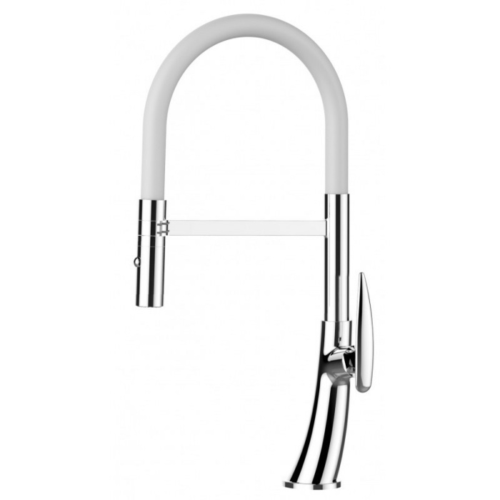 nur 48cm hoch! - Organic Design Küchenmischer mit weiß 360° schwenkbarer Auslauf und abnehmbarer 2 strahl Handbrause