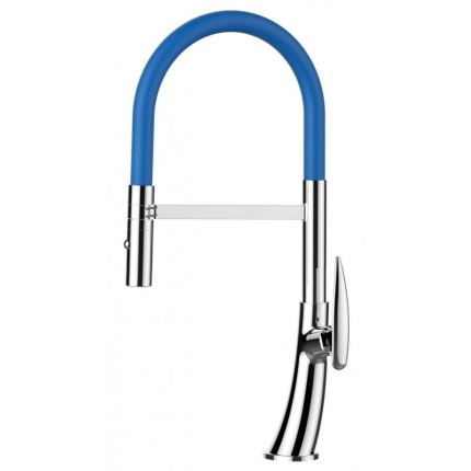 nur 48cm hoch! - Organic Design Küchenmischer mit blau 360° schwenkbarer Auslauf und abnehmbarer 2 strahl Handbrause