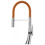 nur 48cm hoch! - Organic Design Küchenmischer mit orange 360° schwenkbarer Auslauf und abnehmbarer 2 strahl Handbrause