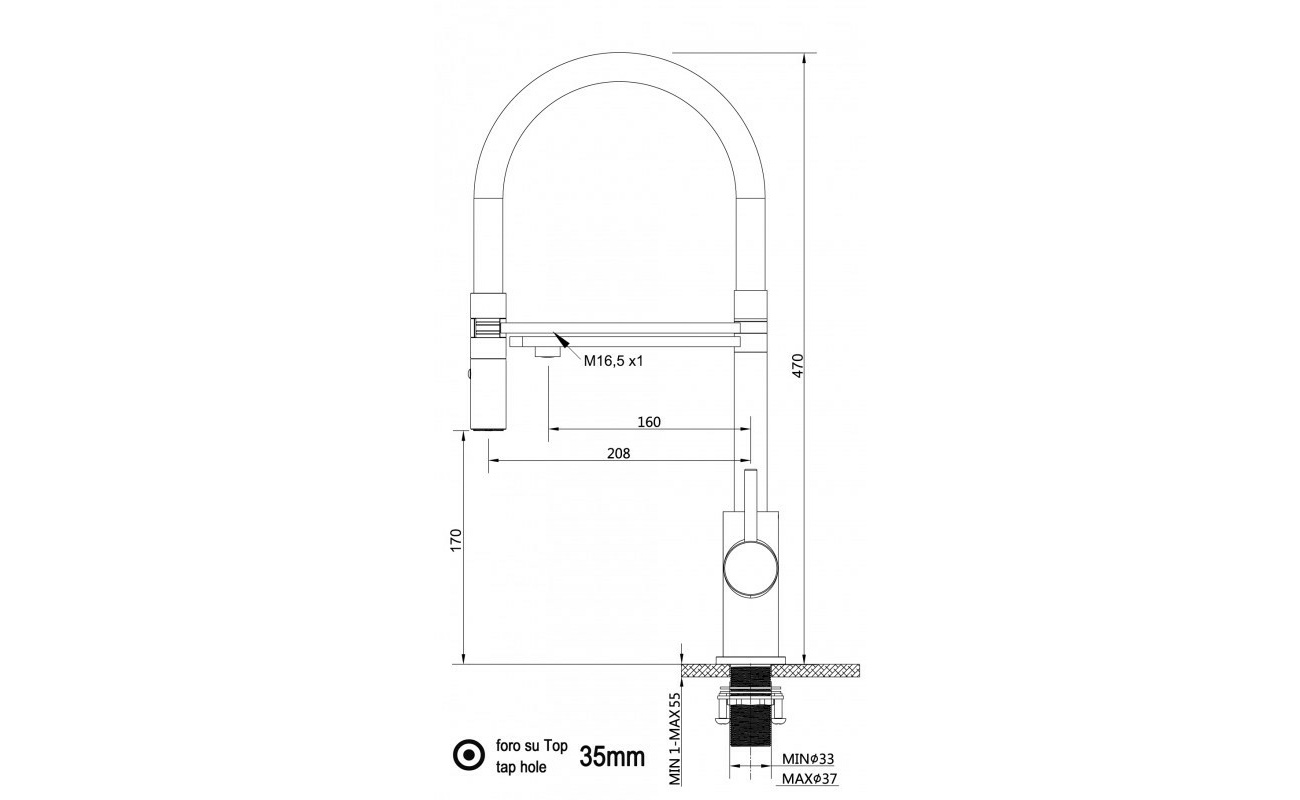 kürzere Variante! 47cm hoch - 3 wege Küchenmischer für alle gängigen Filtersysteme geeignet 2 strahl Handbrause