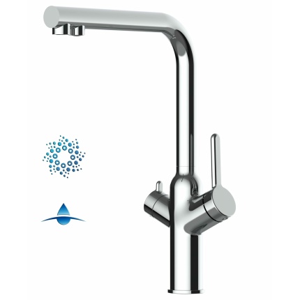 4-Wege Küchenmischer Küchenarmatur für Sprudelanlagen und Wasserfiltersysteme mit 360 ° schwenkbarem Auslauf - Chrom