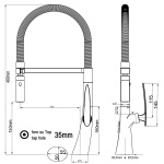 nur 48cm hoch! - Organic Design Küchenmischer mit grau 360° schwenkbarer Auslauf und abnehmbarer 2 strahl Handbrause