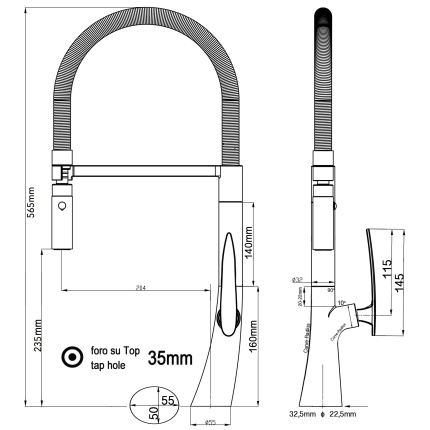 Organic Design Küchenmischer mit weiß 360° schwenkbarer Auslauf und abnehmbarer 2 strahl Handbrause