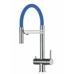 KÜRZERE VARIANTE 45CM - 3-Wege-Wasserhahn Edelstahl Massiv Küchenarmatur, schwenkbarer Auslauf 2-strahl-Handbrause - Hochglanz