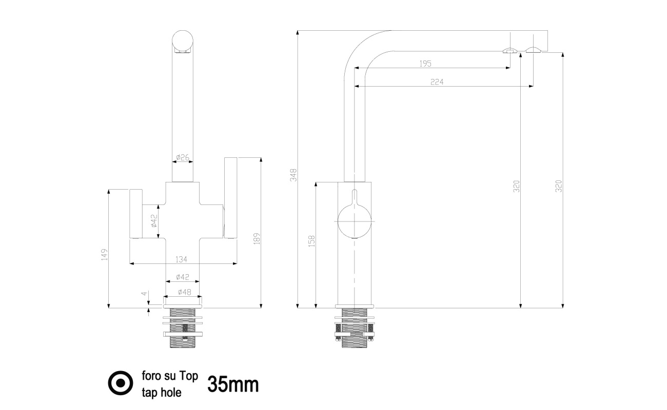 NIEDERDRUCK 3 Wege Küchenmischer für alle gängigen Filtersysteme geeignet mit 360 ° schwenkbarem Auslauf - Schwarz Matt